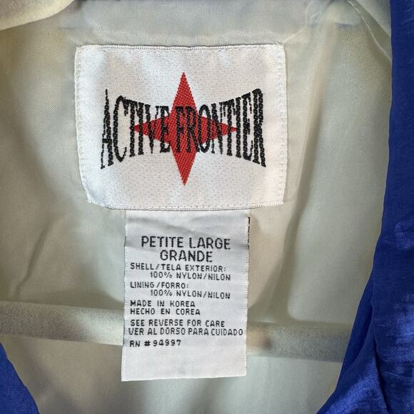 Vtg 80s Active Frontier Womens Petite L Windbreaker Jacket Nylon Colorblock - Picture 4 of 11